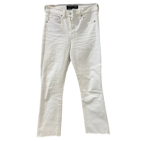 Veronica Beard Carly Kick Flare Jeans Womens 26 White Wash Slim High Rise Preppy - Picture 1 of 12